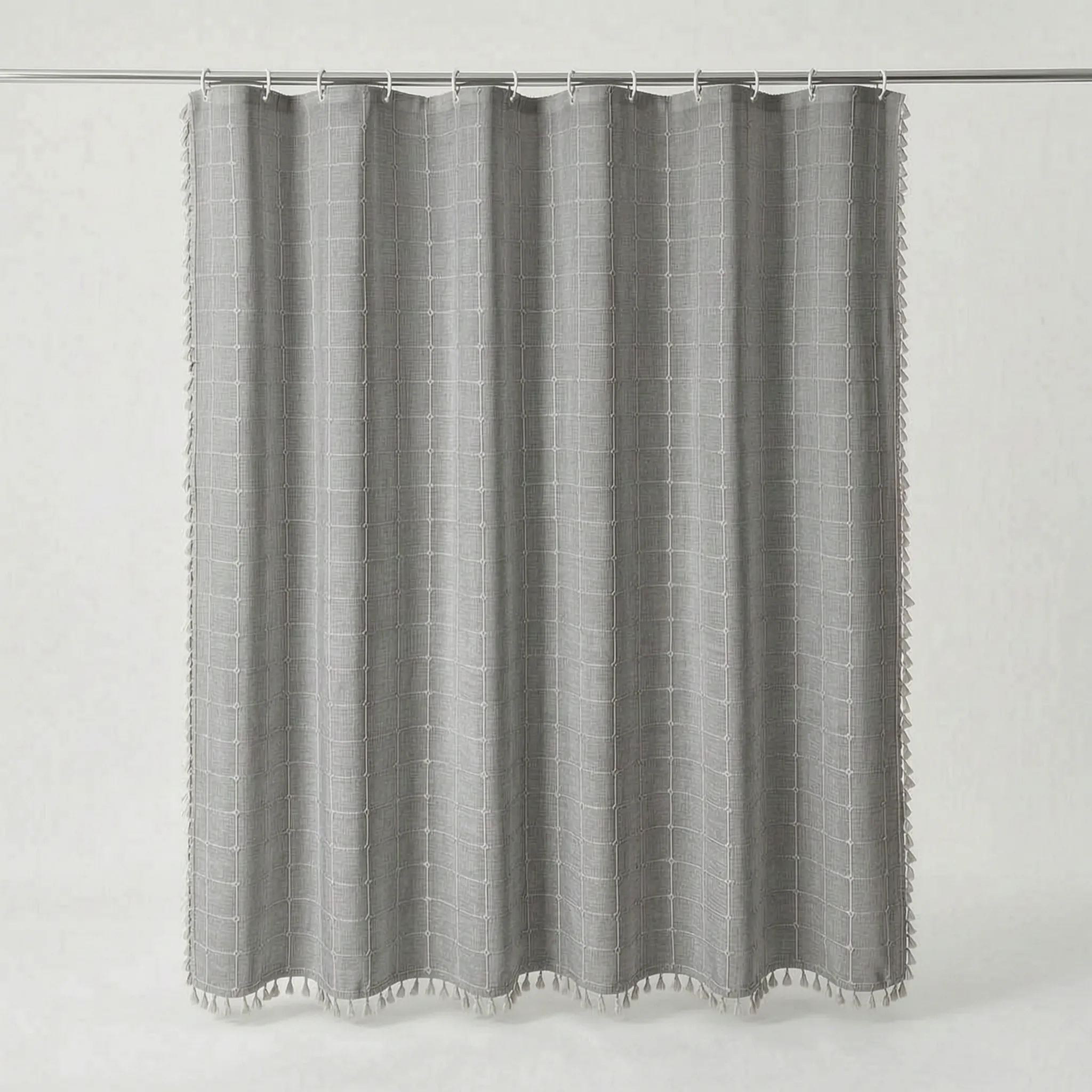 Tassela  - Bohemian Style Woven Textile Shower Curtain Concealing The Shower