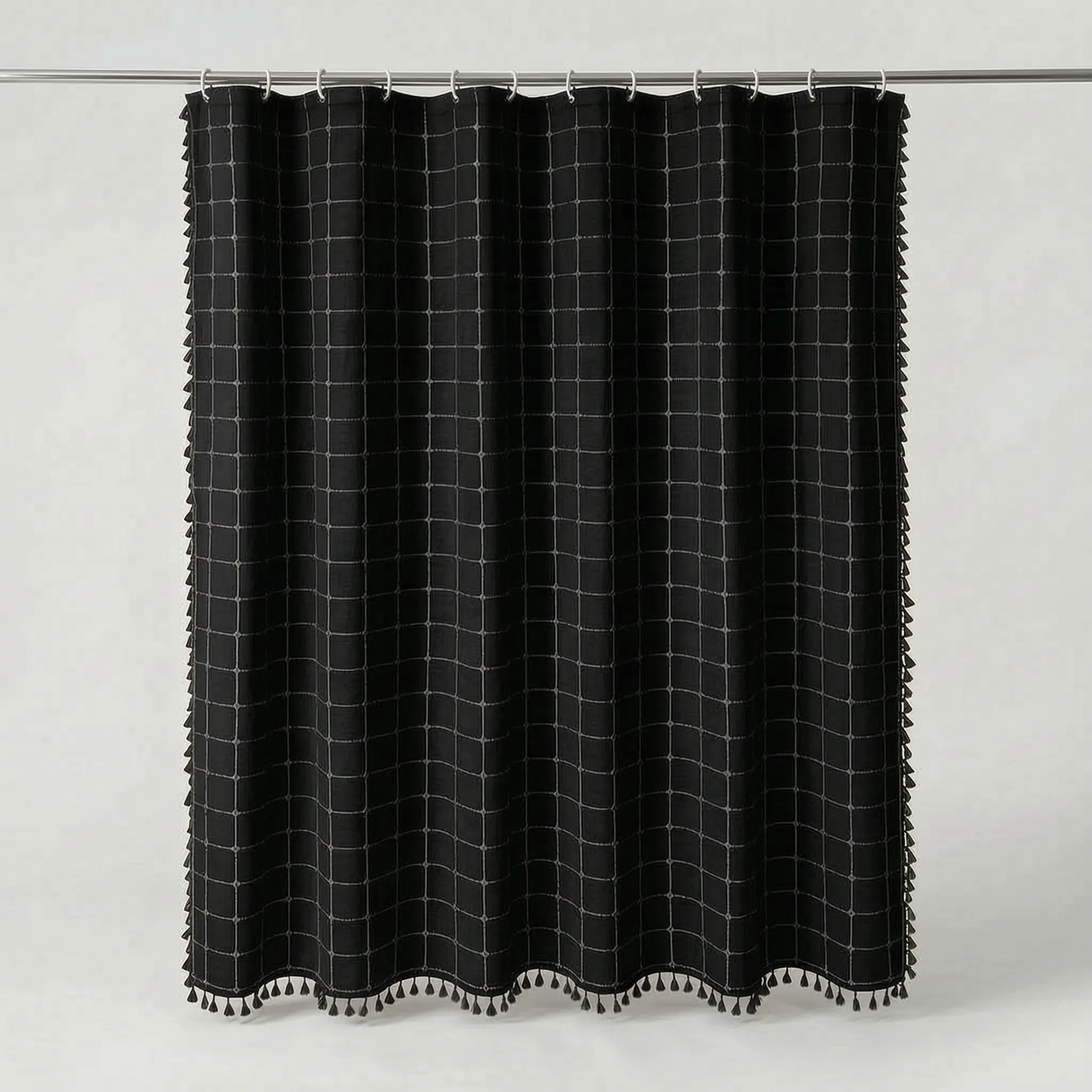 Tassela  - Bohemian Style Woven Textile Shower Curtain Concealing The Shower