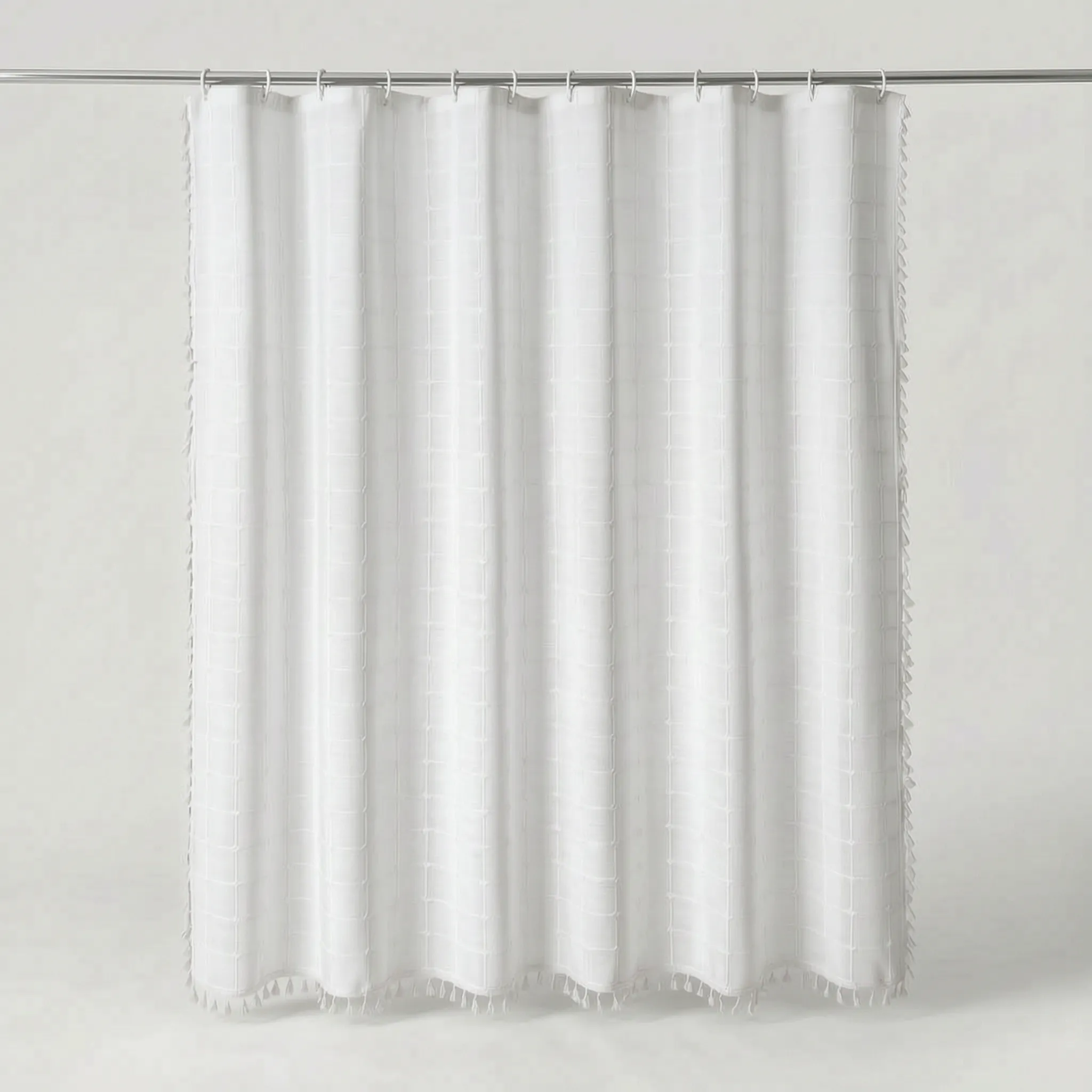 Tassela  - Bohemian Style Woven Textile Shower Curtain Concealing The Shower