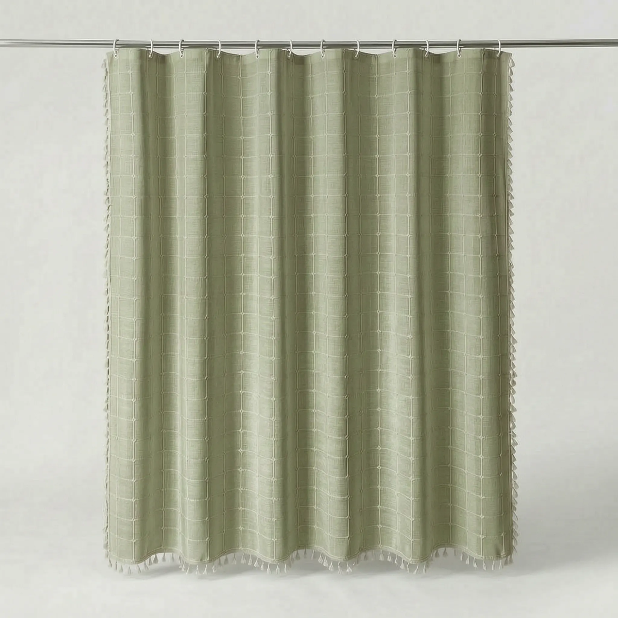 Tassela  - Bohemian Style Woven Textile Shower Curtain Concealing The Shower