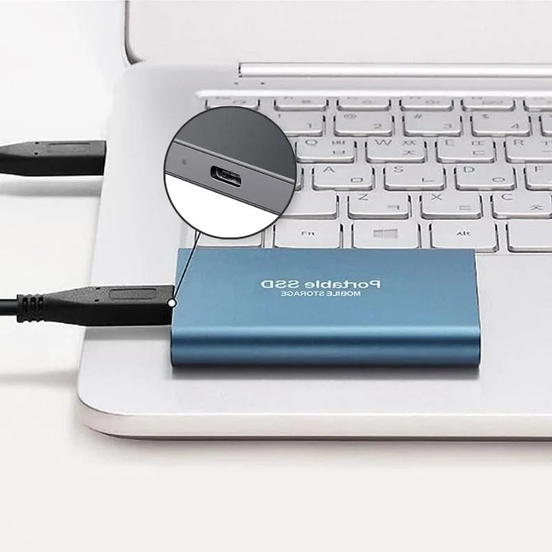 Portable external SSD with USB-C port and aluminium enclosure