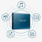Portable external SSD with USB-C port and aluminium enclosure