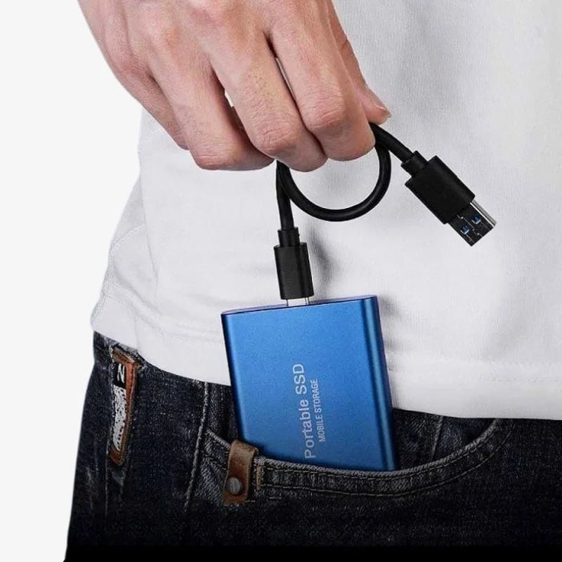 Portable external SSD with USB-C port and aluminium enclosure