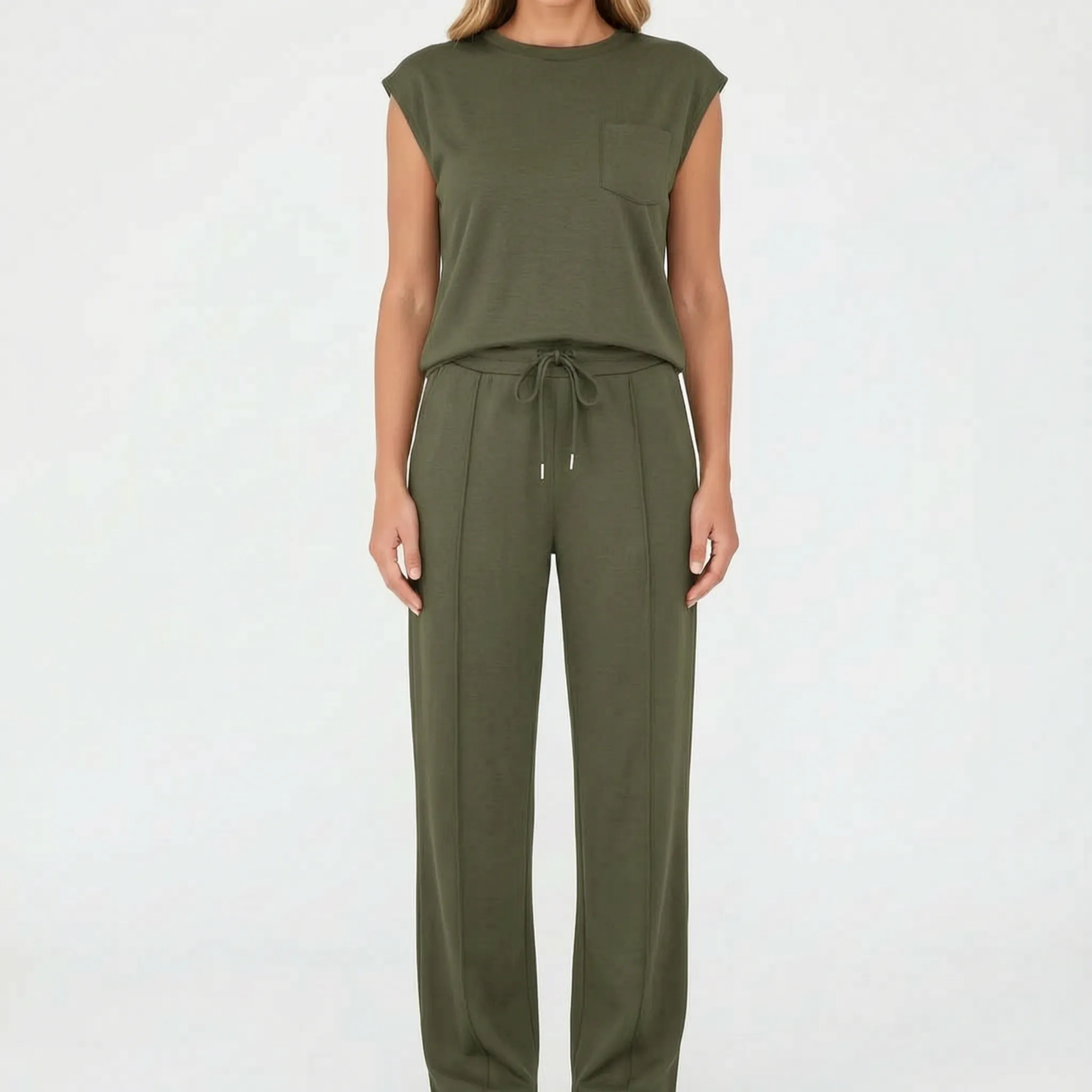 Vespera  - Sleeveless Lounge Co-Ord Set Relaxed Daily Wear