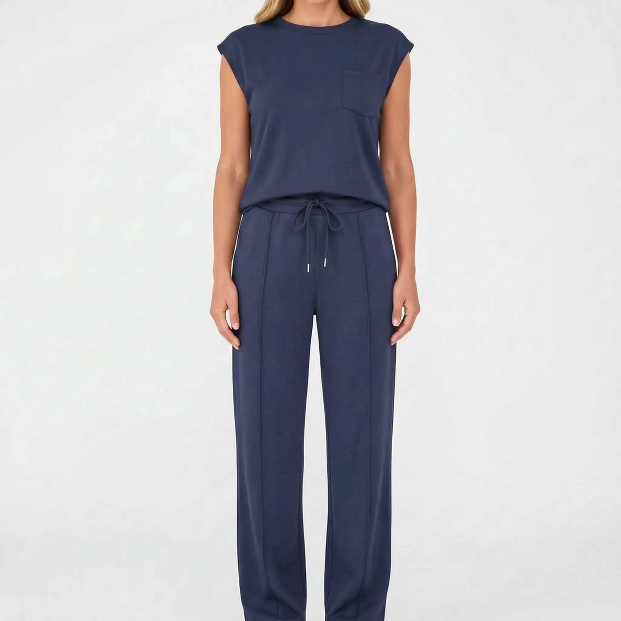 Vespera  - Sleeveless Lounge Co-Ord Set Relaxed Daily Wear