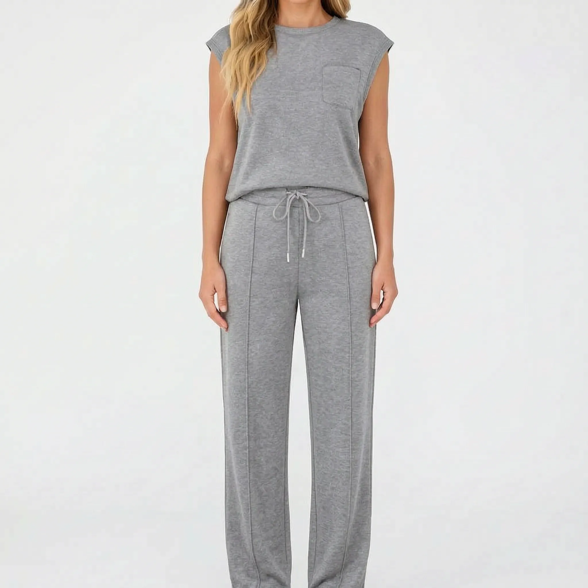 Vespera  - Sleeveless Lounge Co-Ord Set Relaxed Daily Wear