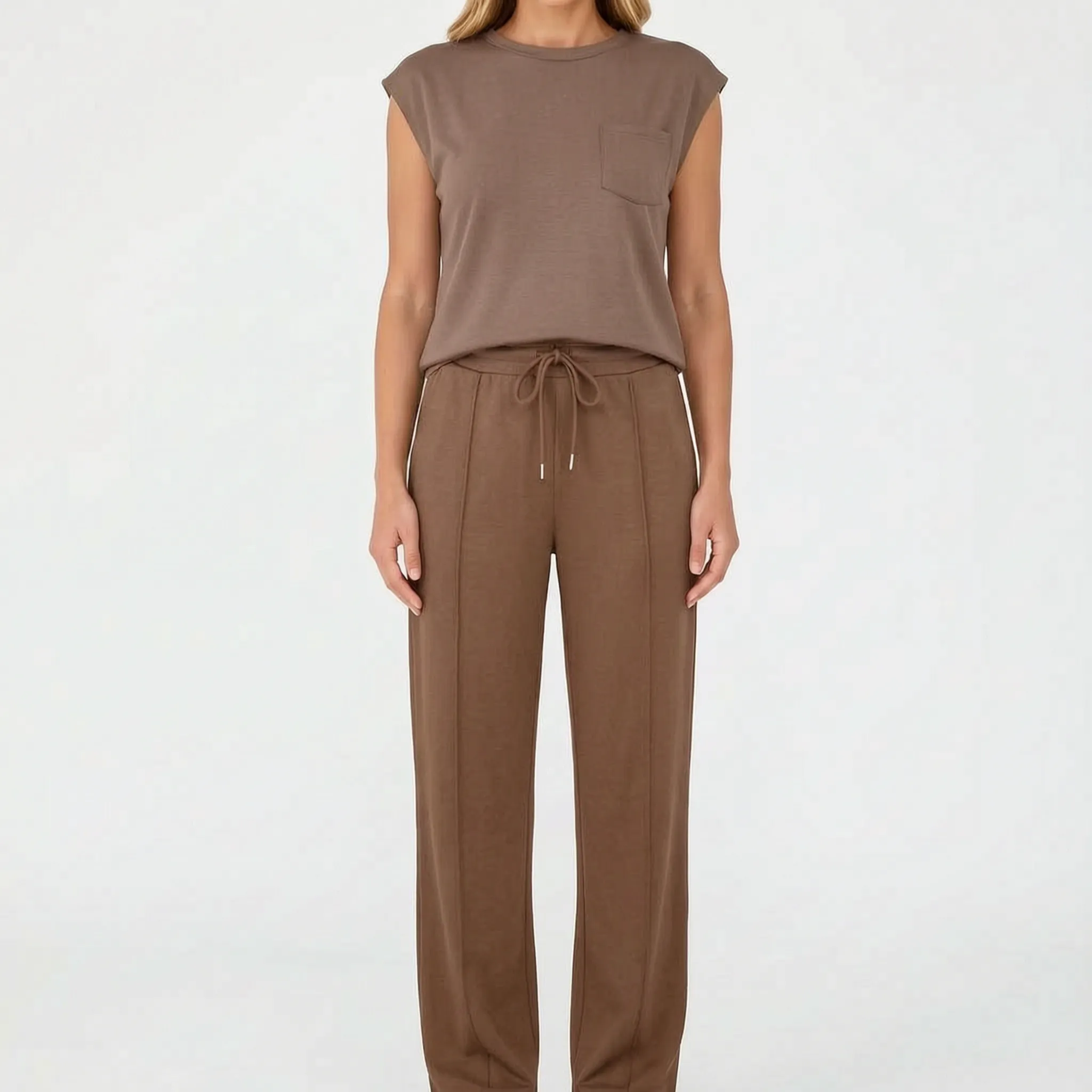 Vespera  - Sleeveless Lounge Co-Ord Set Relaxed Daily Wear