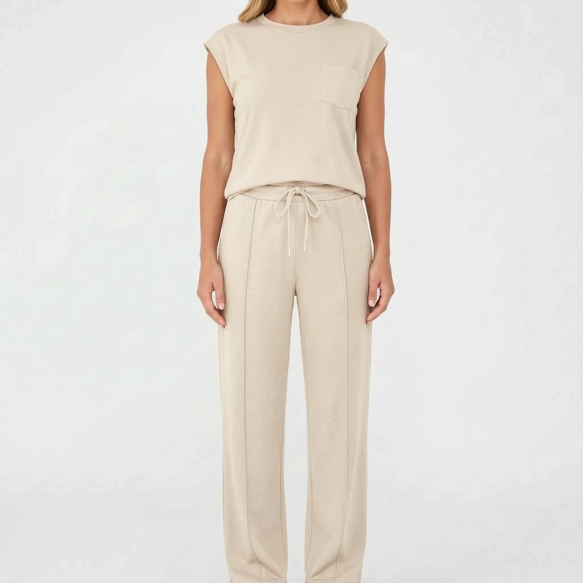 Vespera  - Sleeveless Lounge Co-Ord Set Relaxed Daily Wear