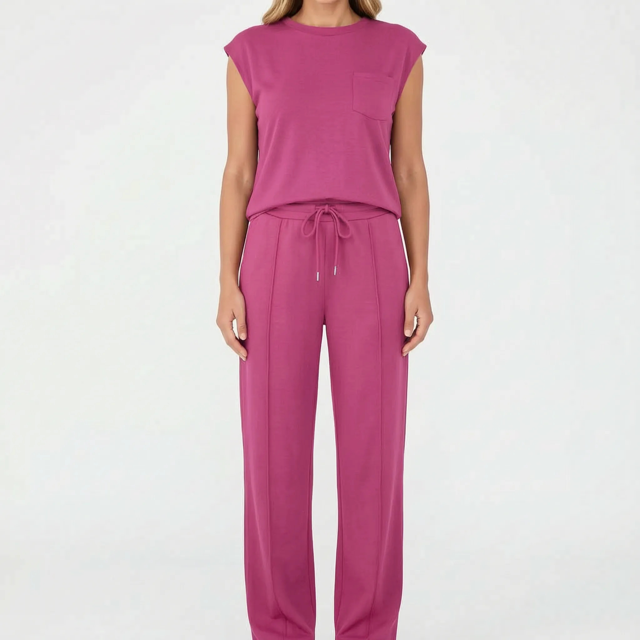 Vespera  - Sleeveless Lounge Co-Ord Set Relaxed Daily Wear
