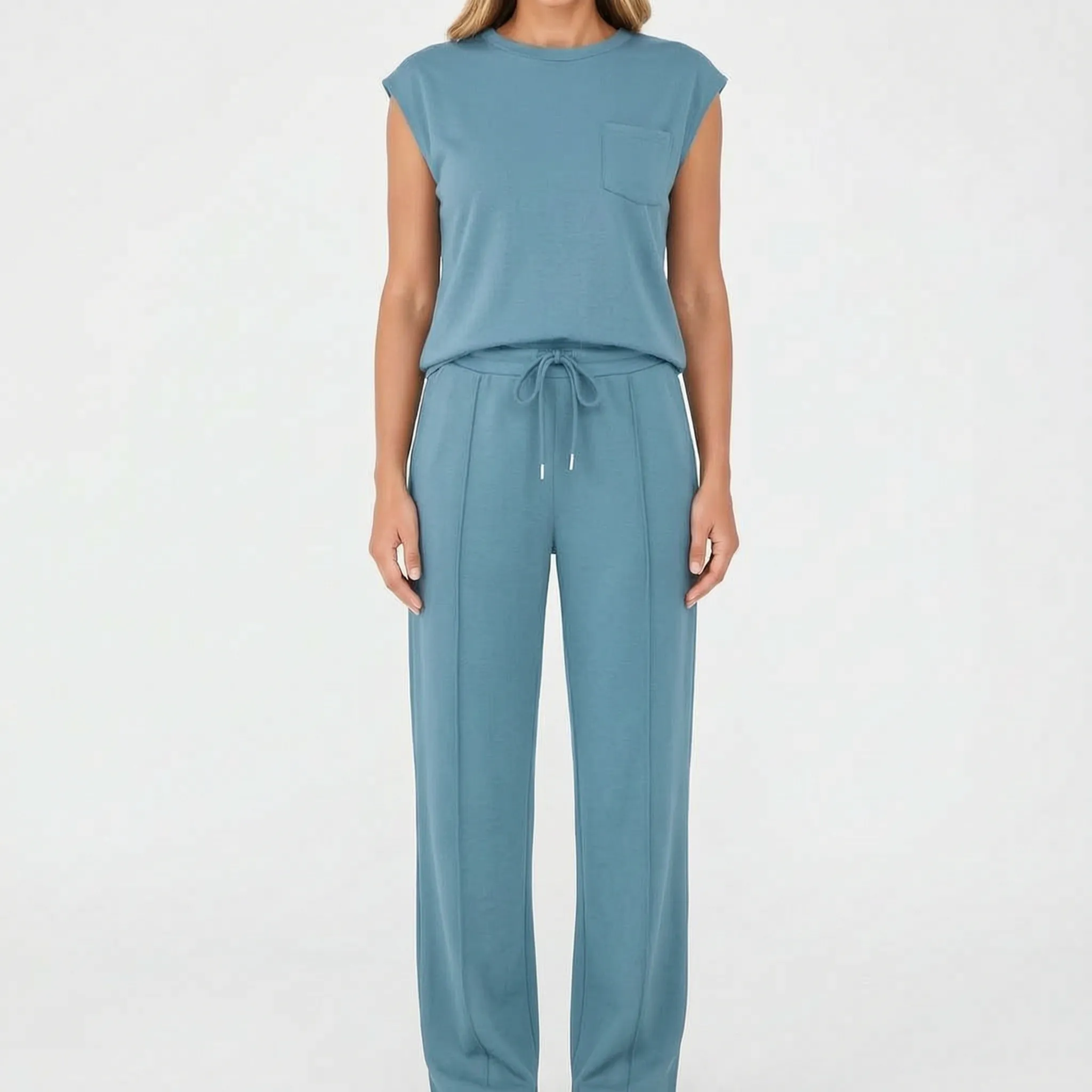 Vespera  - Sleeveless Lounge Co-Ord Set Relaxed Daily Wear