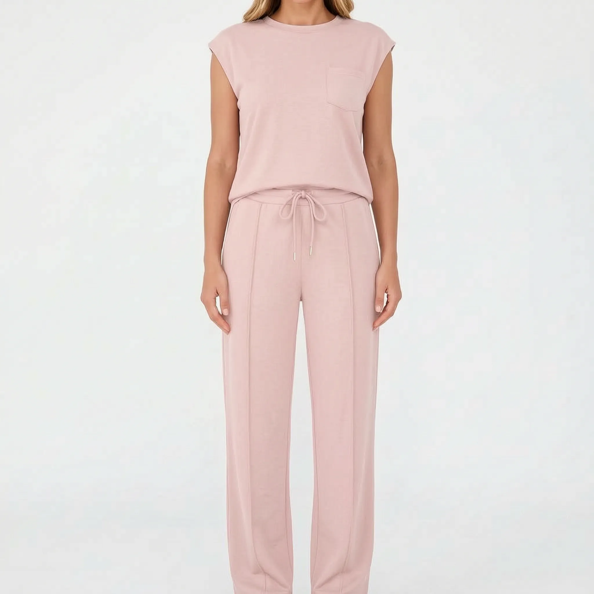 Vespera  - Sleeveless Lounge Co-Ord Set Relaxed Daily Wear