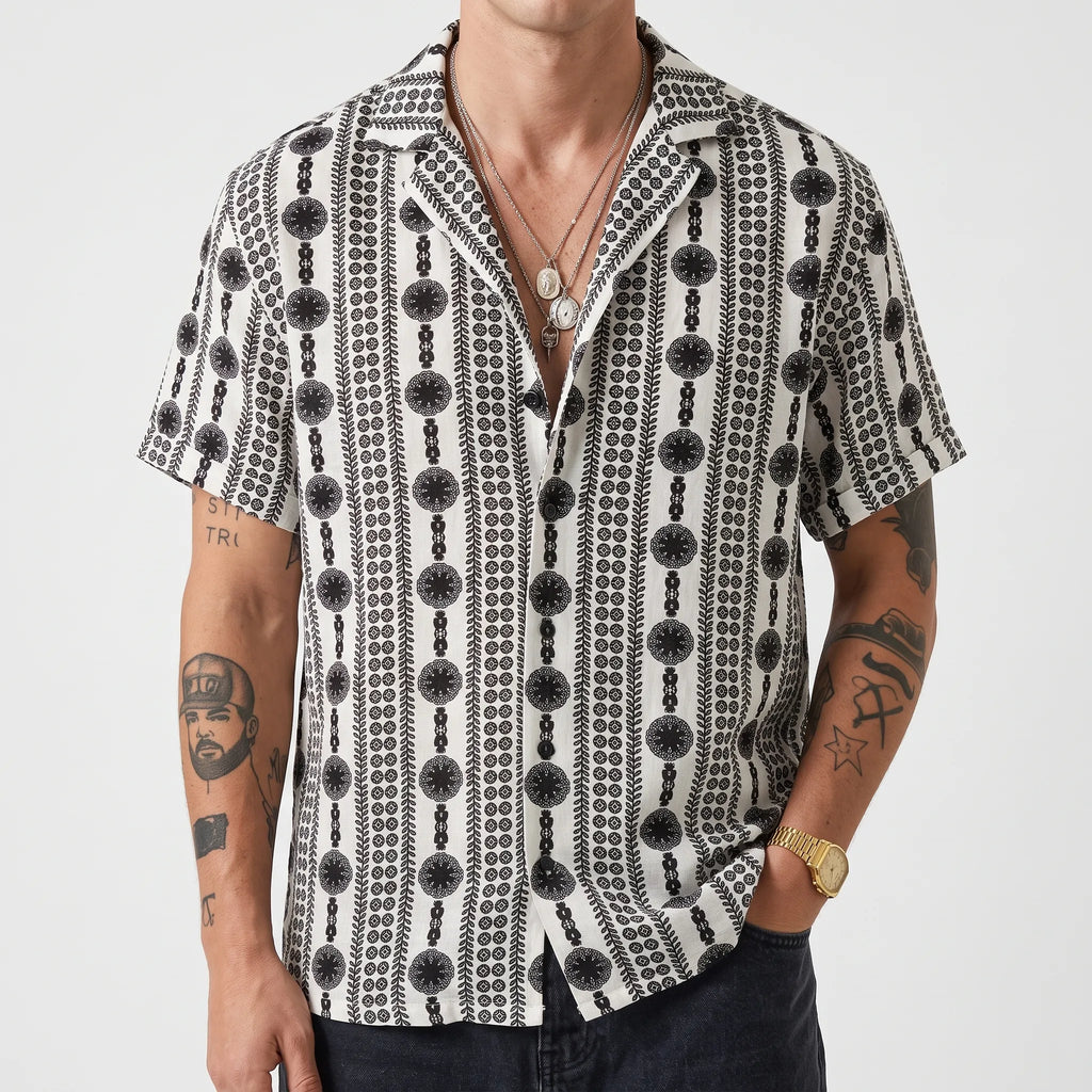 Zelato  - Short-Sleeved Geometric Pattern Shirt Summer Holidays