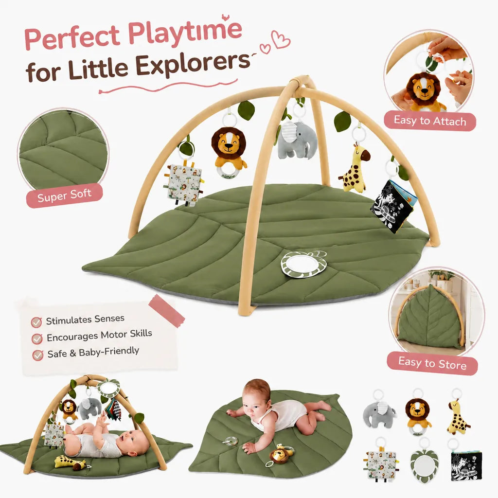 Safaryl - Leaf Shape Baby Activity Play Gym Mat - Green
