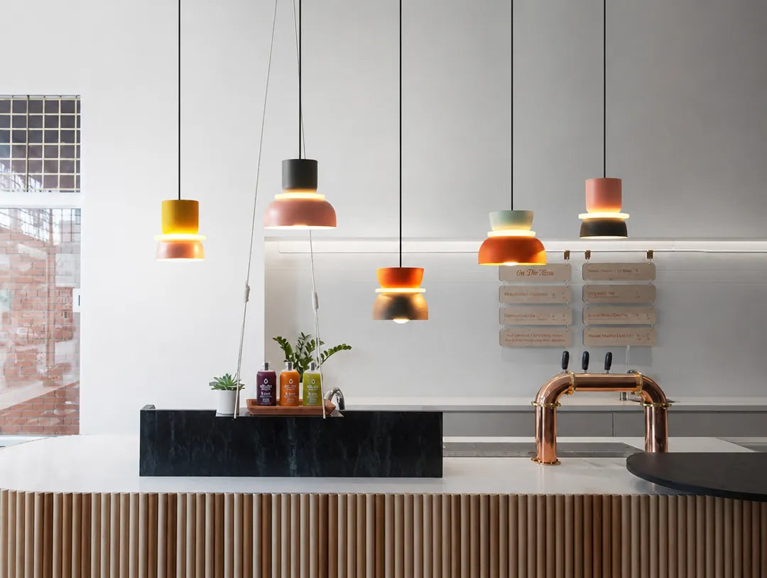 Stackova - Layered Colourful Pendant Ceiling Light Fixture - Small Pink & Blue