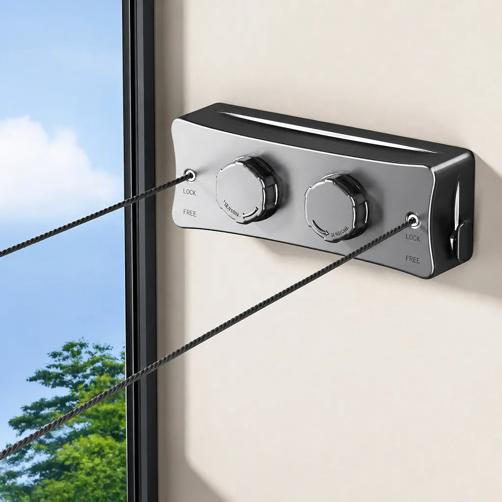 Lineway - Double Retractable Indoor Washing Line Wall-Mounted