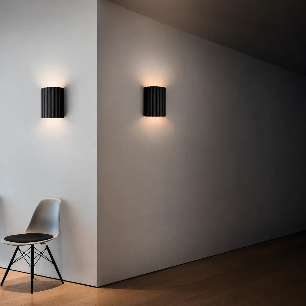 Ridova - Fluted Up-Down Indoor Wall Light - Brown