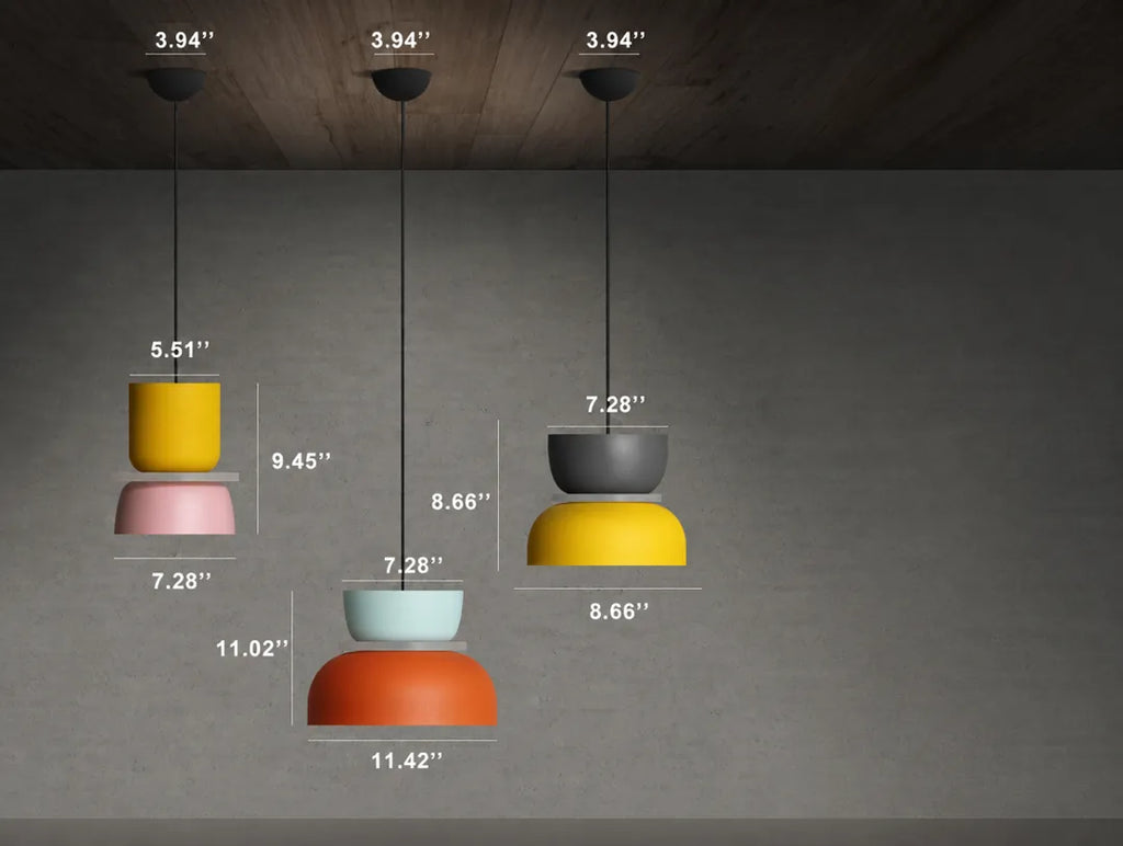 Stackova - Layered Colourful Pendant Ceiling Light Fixture - Small Pink & Blue