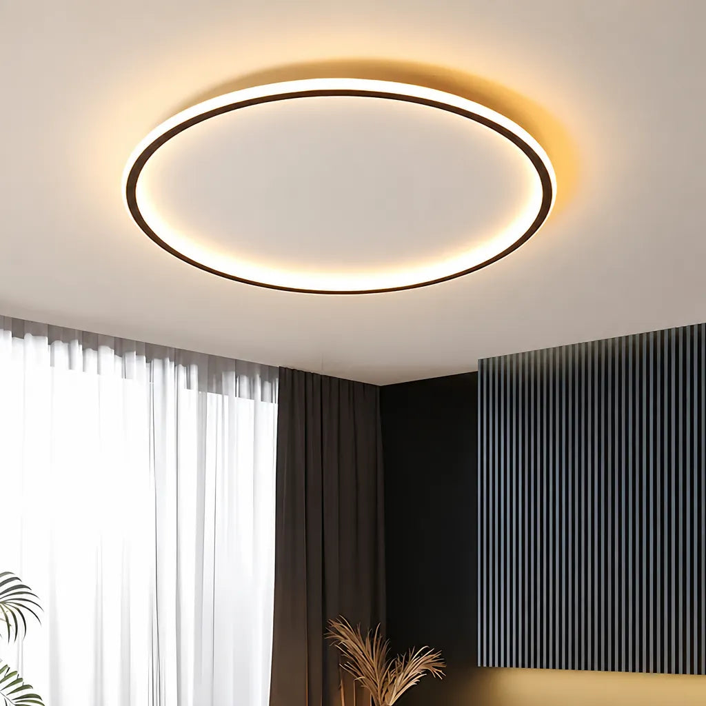 Rinova - Round Halo Flush LED Ceiling Light - Black