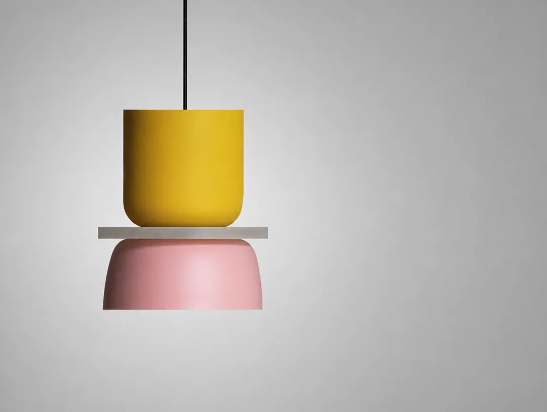 Stackova - Layered Colourful Pendant Ceiling Light Fixture - Small Yellow & Pink