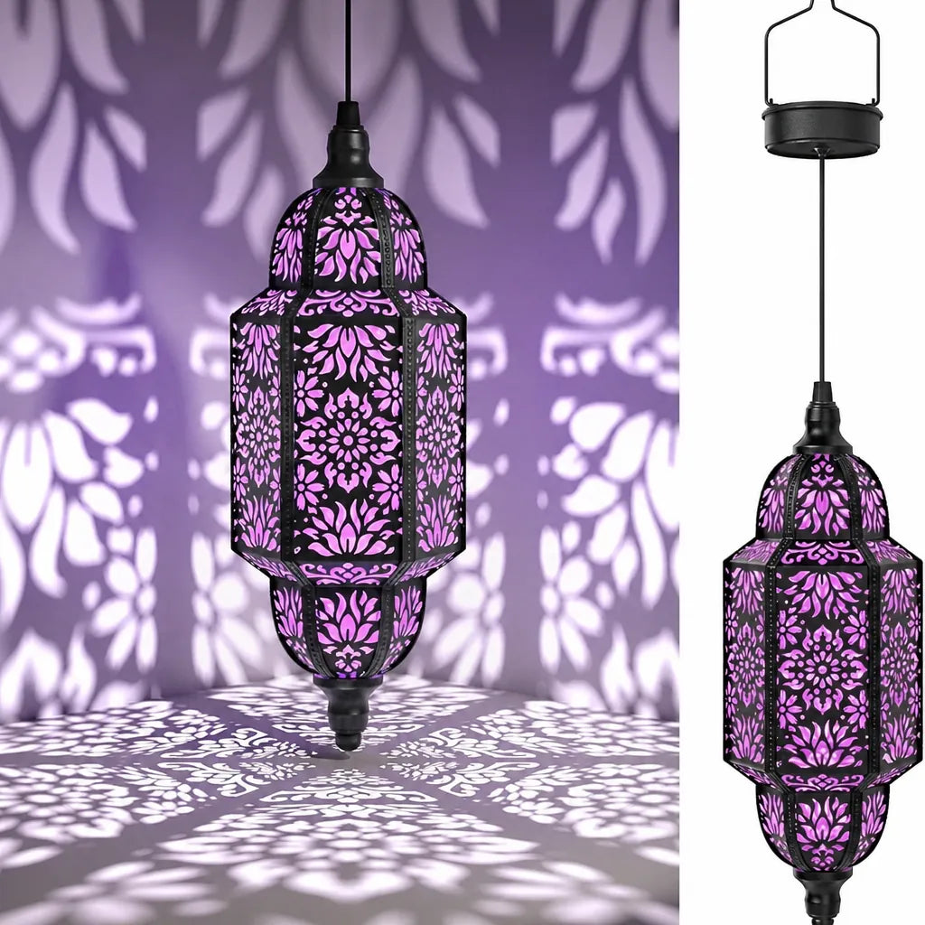 Solaris - Moroccan Solar Hanging Garden Lantern - Copper