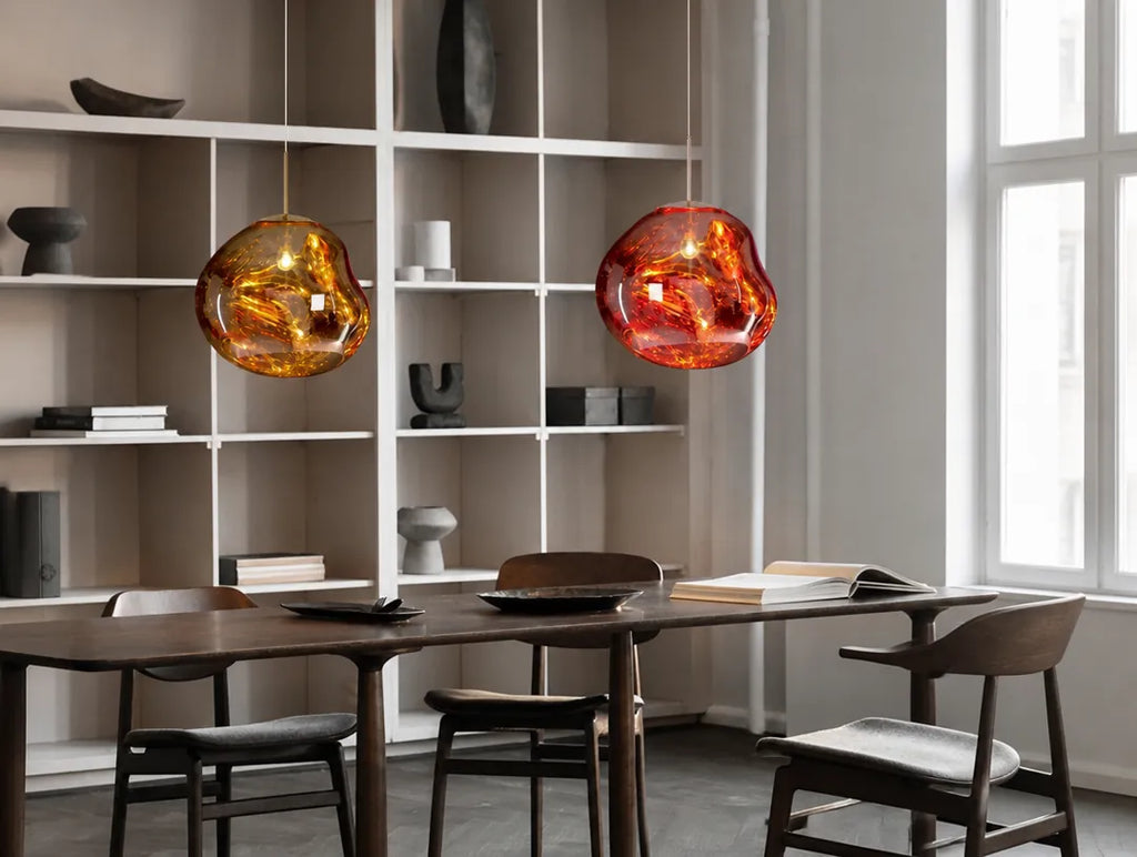 Lavorra - Irregular Molten Glass-Style Pendant Ceiling Light - Yellow