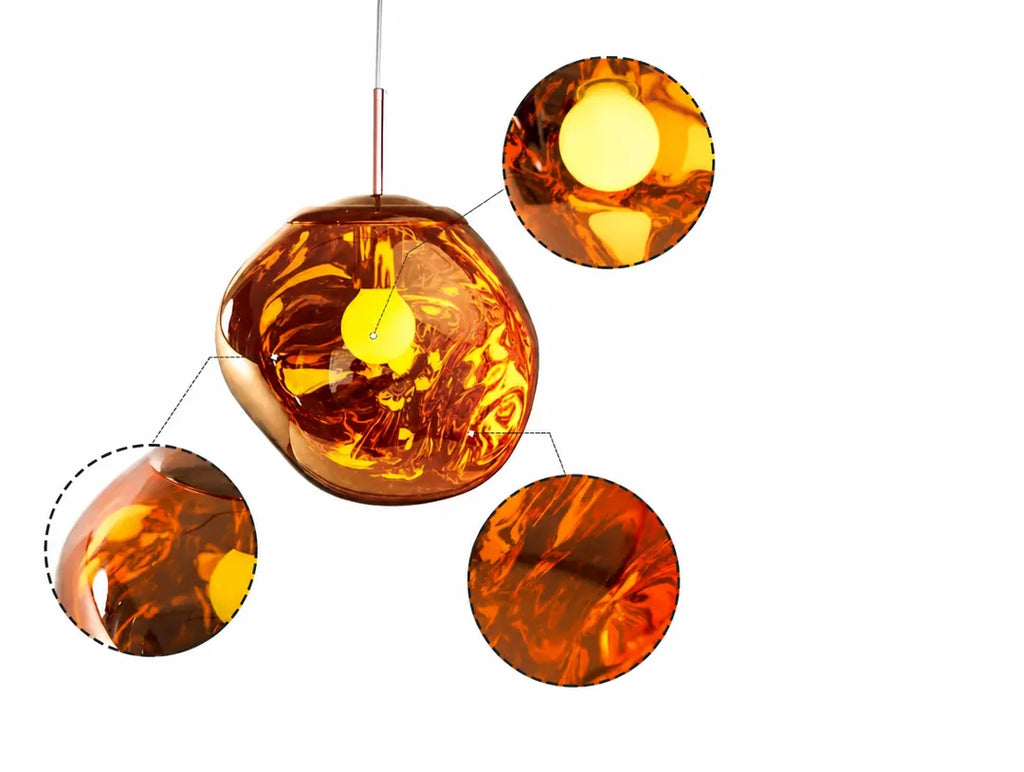Lavorra - Irregular Molten Glass-Style Pendant Ceiling Light - Yellow