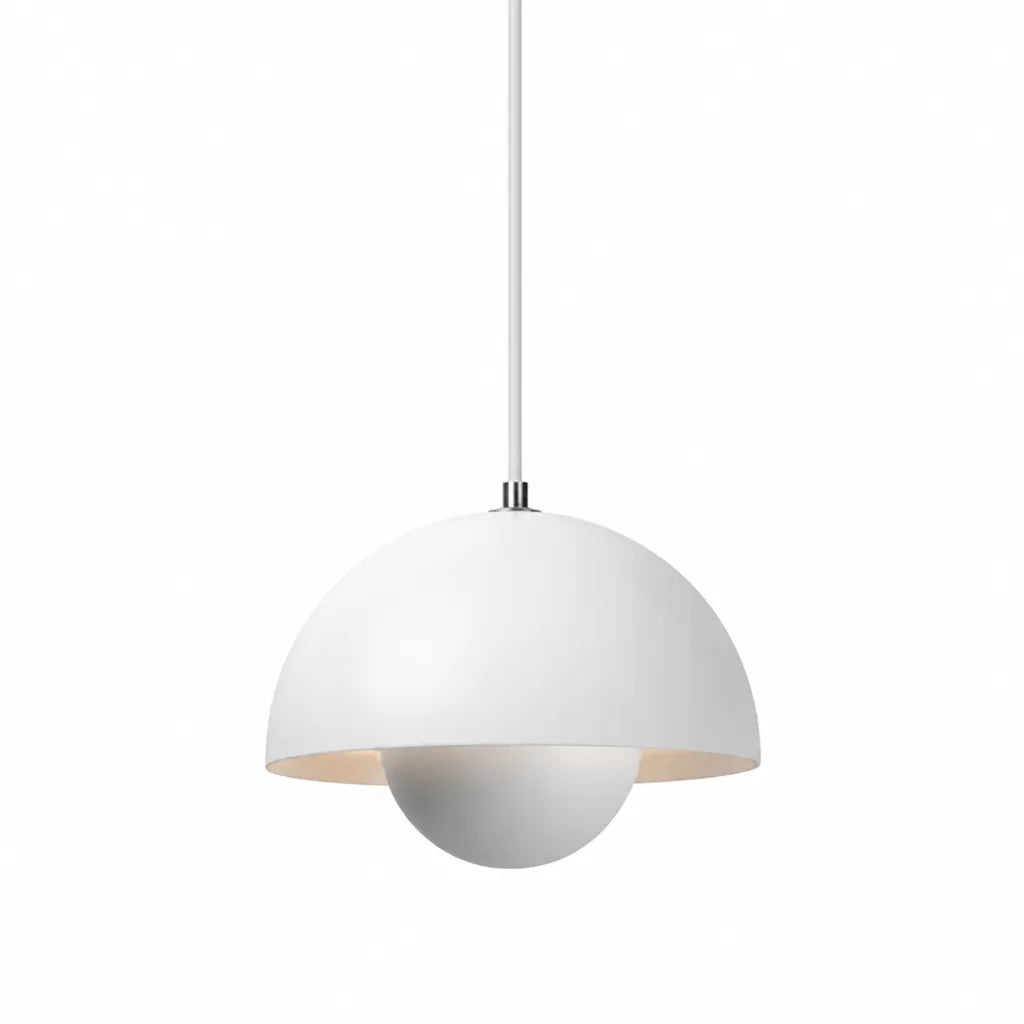 Domvara - Retro Dome Pendant Ceiling Light Fixture - White