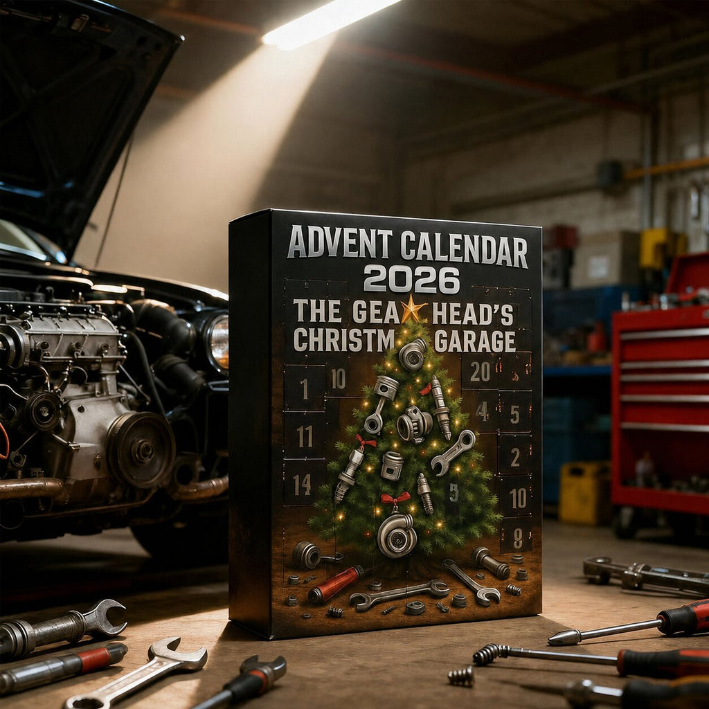 2026 automotive garage advent calendar with 24 car part decorations