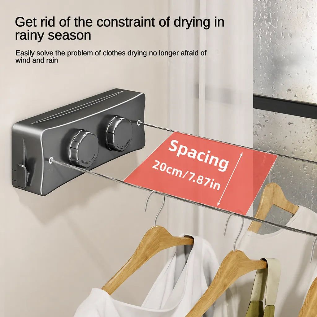 Lineway - Double Retractable Indoor Washing Line Wall-Mounted