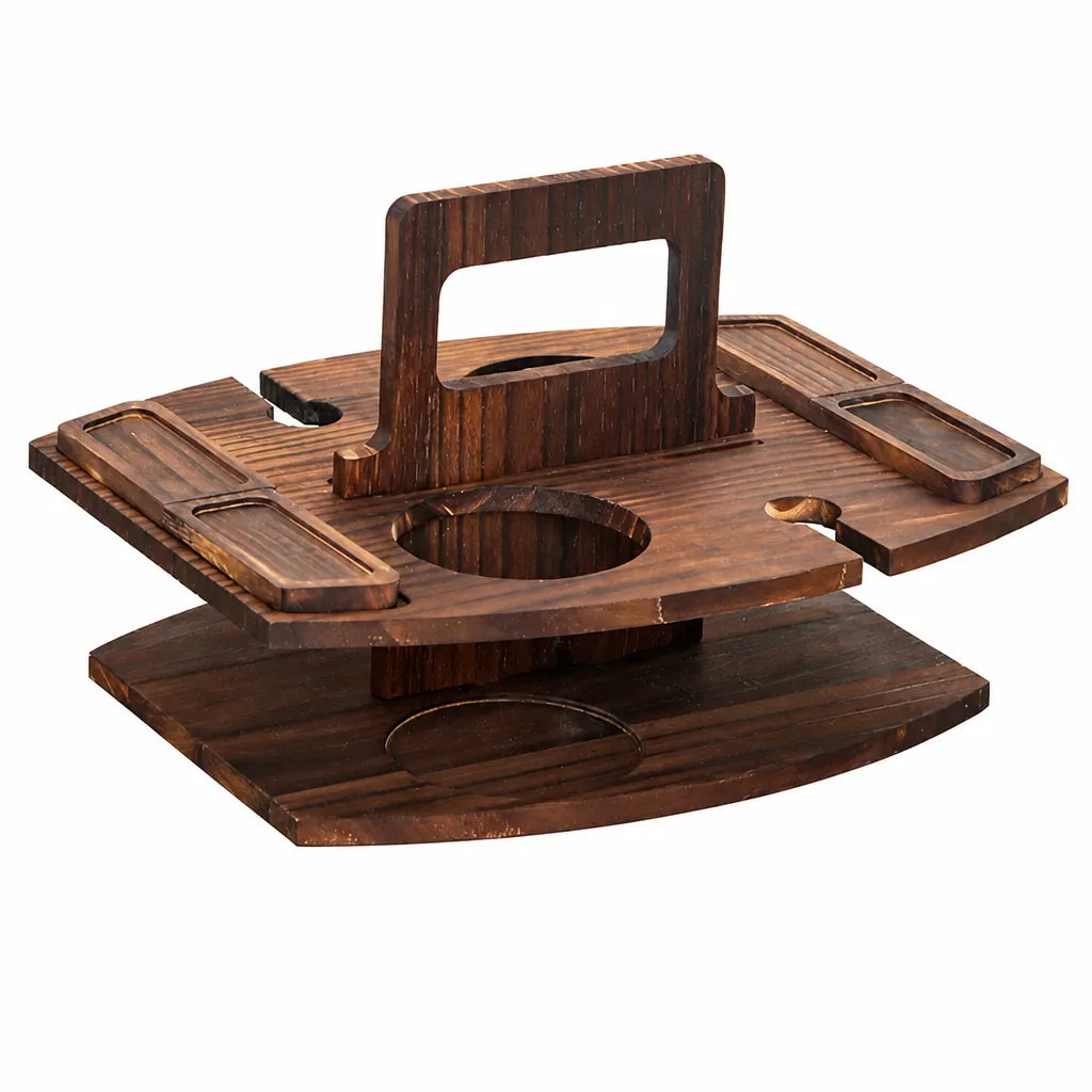 Picnara - Folding Wooden Picnic Wine Table Portable - Dark Brown