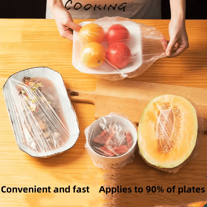 Pack of clear disposable elastic food covers for bowls and plates