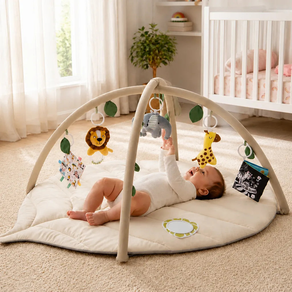 Safaryl - Leaf Shape Baby Activity Play Gym Mat - Beige