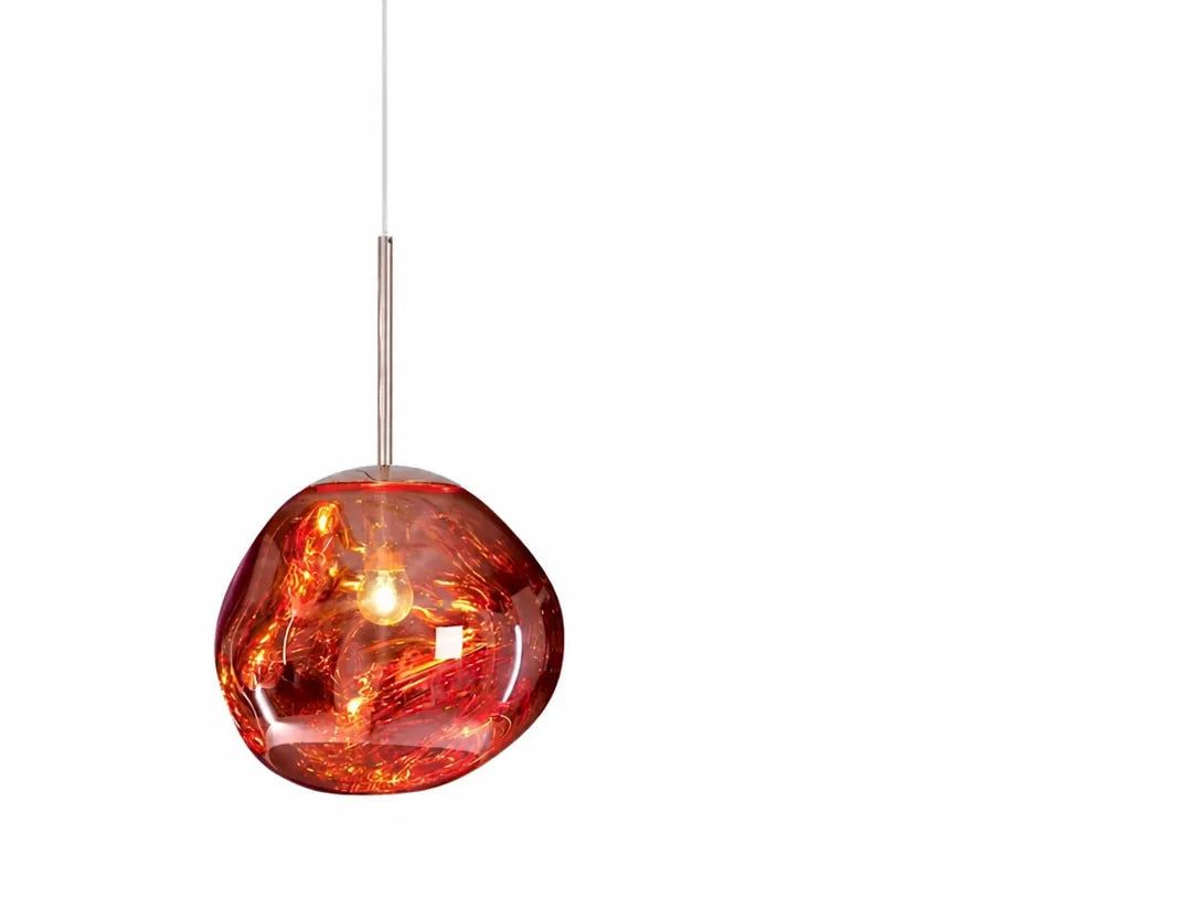 Lavorra - Irregular Molten Glass-Style Pendant Ceiling Light - Red