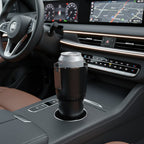 Portable heated and cooled drink holder positioned in a vehicle cup holder