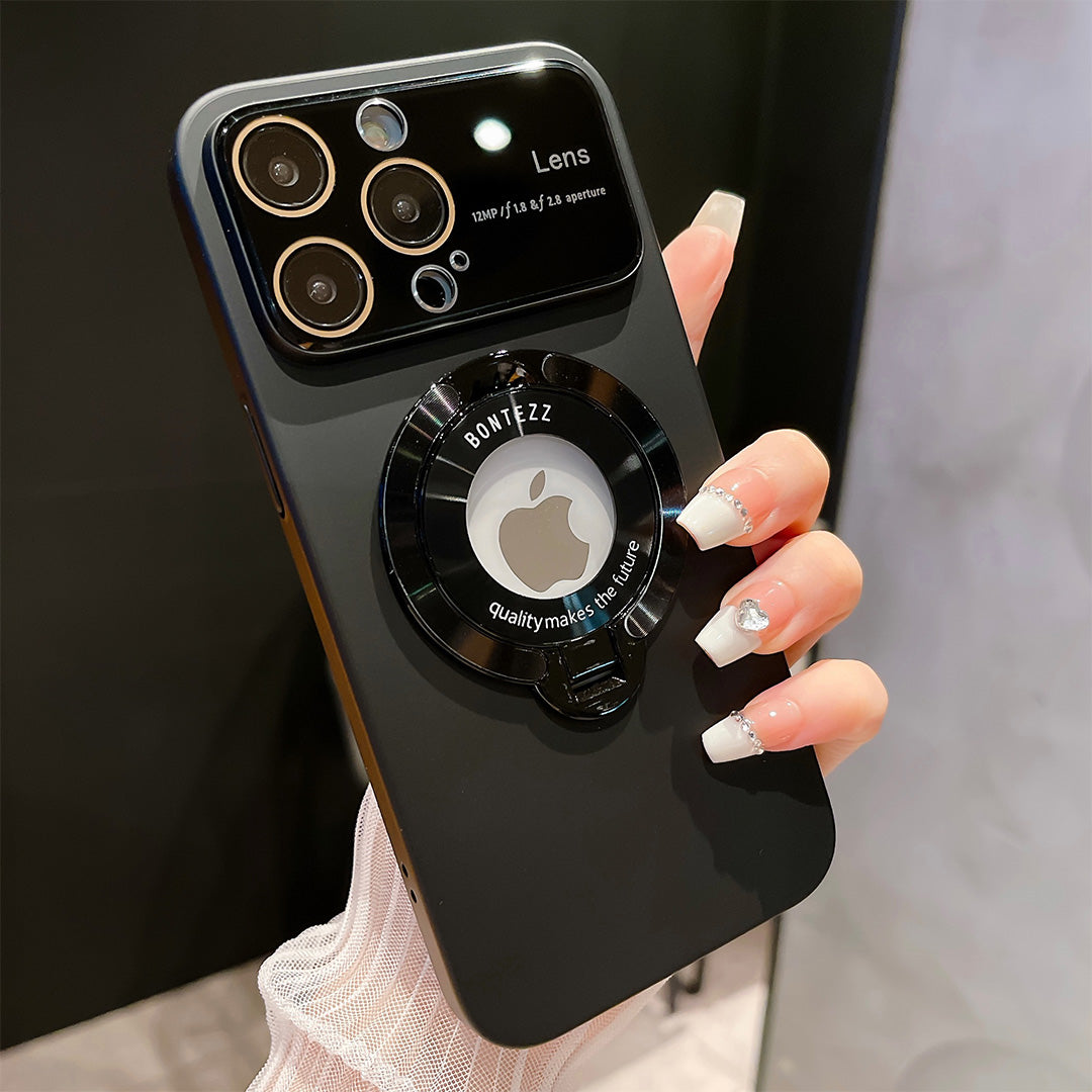 Matte iPhone case with circular ring stand and grip