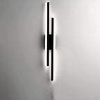 Linear LED wall sconce with two vertical illuminated bars