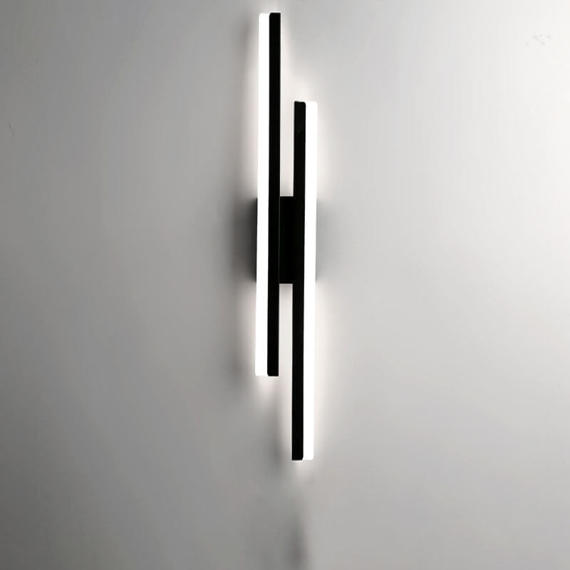Linear LED wall sconce with two vertical illuminated bars