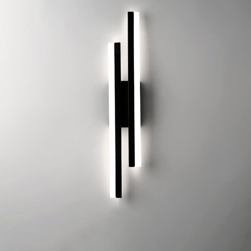 Linear LED wall sconce with two vertical illuminated bars