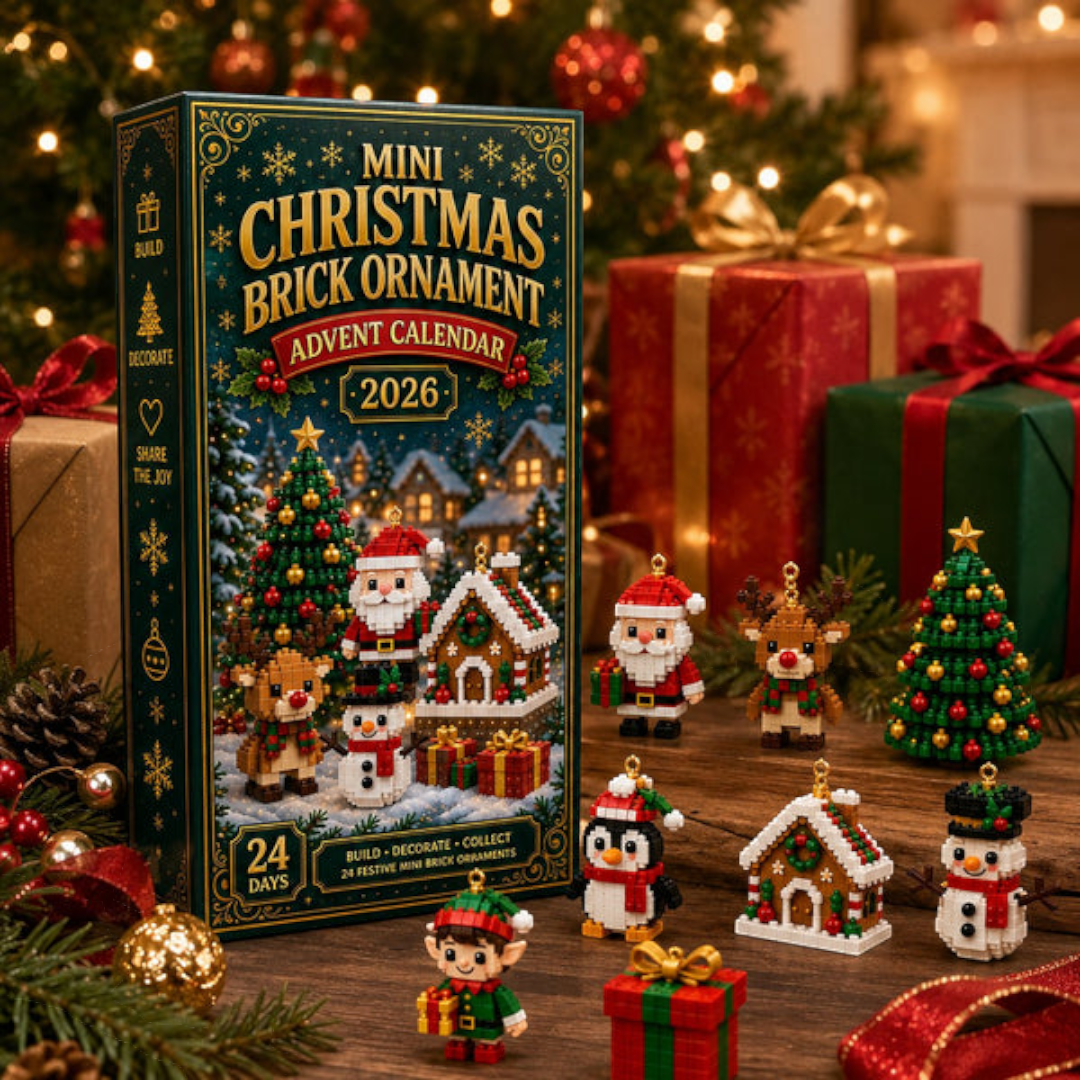 24-day Christmas advent calendar with colourful mini brick ornaments