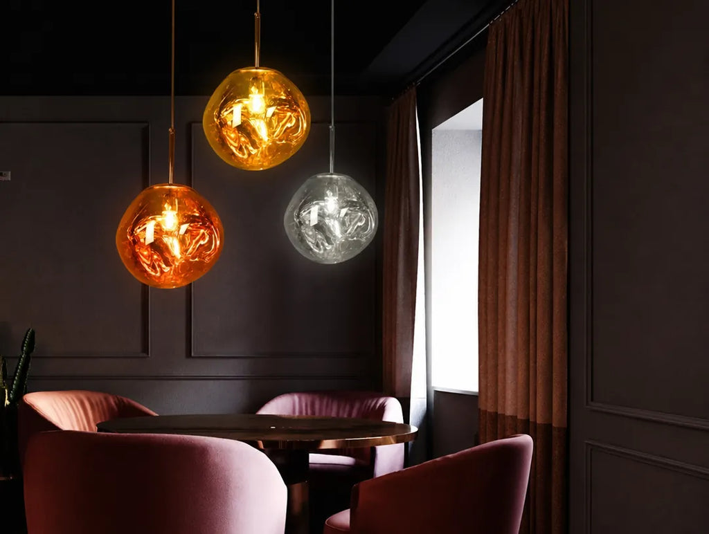 Lavorra - Irregular Molten Glass-Style Pendant Ceiling Light - Yellow
