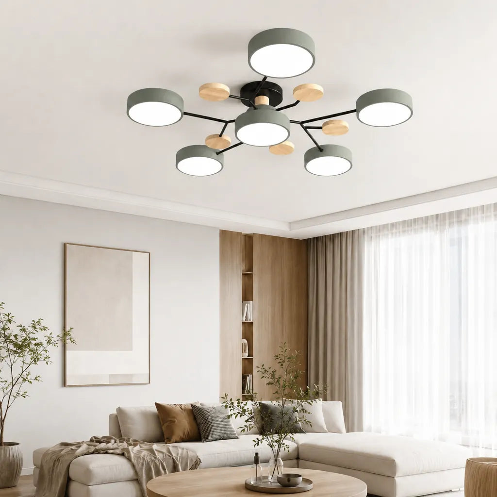 Lumivex - Multi-Head Round LED Ceiling Light Fixture - Gray
