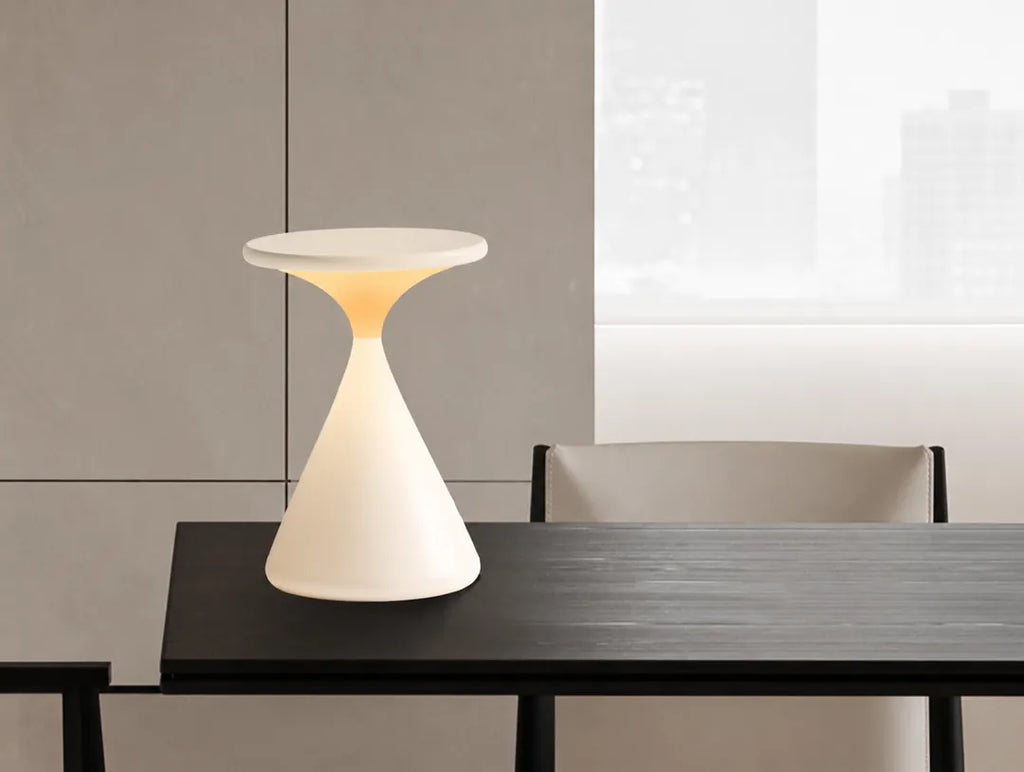 Lumaris - Hourglass Dimmable Cordless LED Table Lamp - White