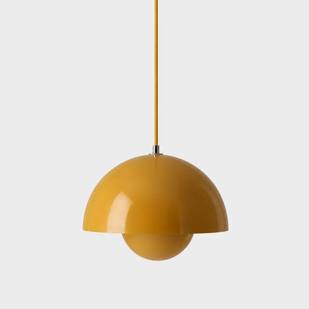 Domvara - Retro Dome Pendant Ceiling Light Fixture - Yellow