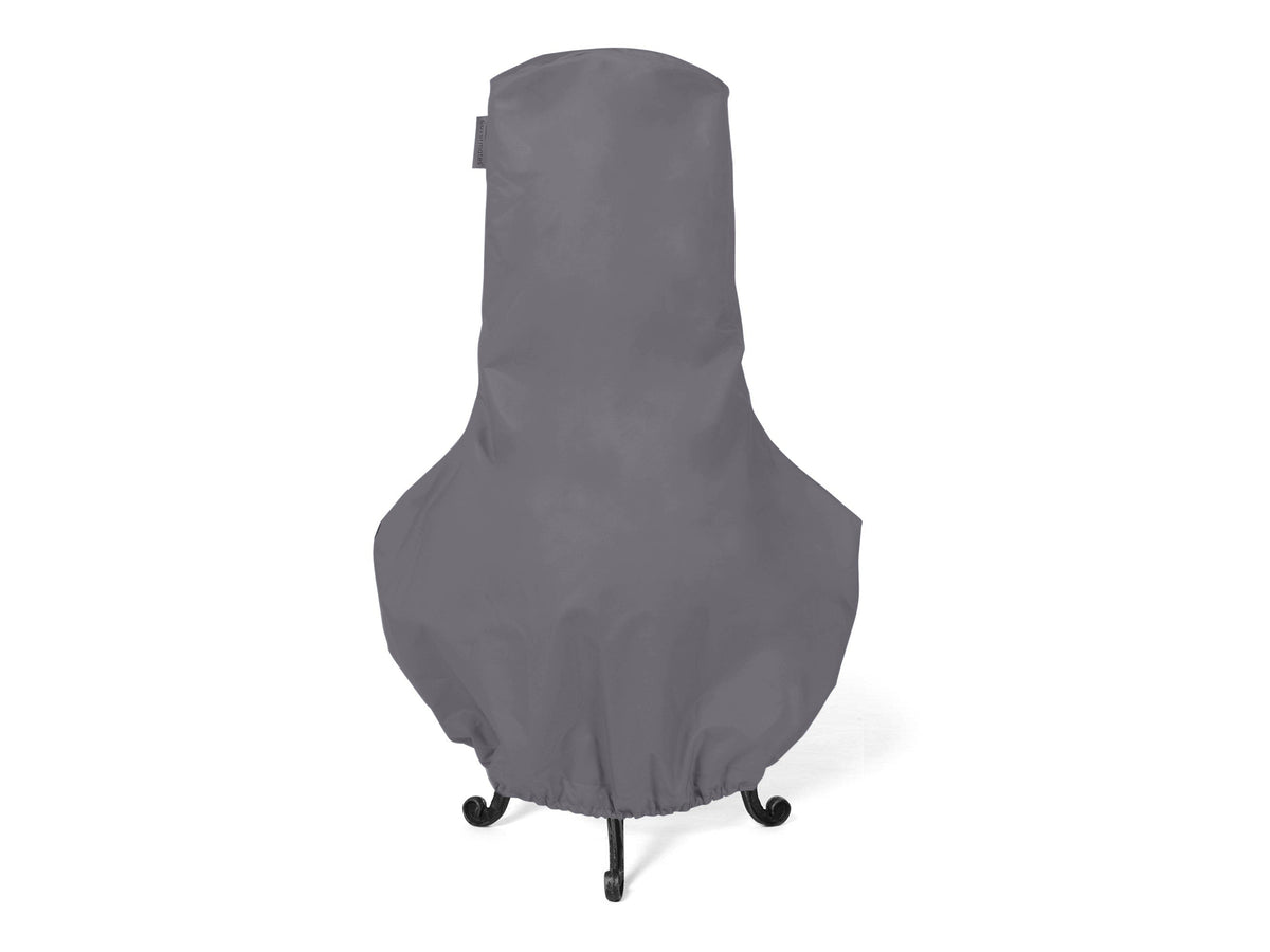 Charcoal cover fitted over a shaped outdoor chiminea