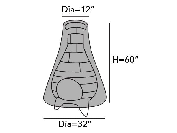 Charcoal cover fitted over a shaped outdoor chiminea