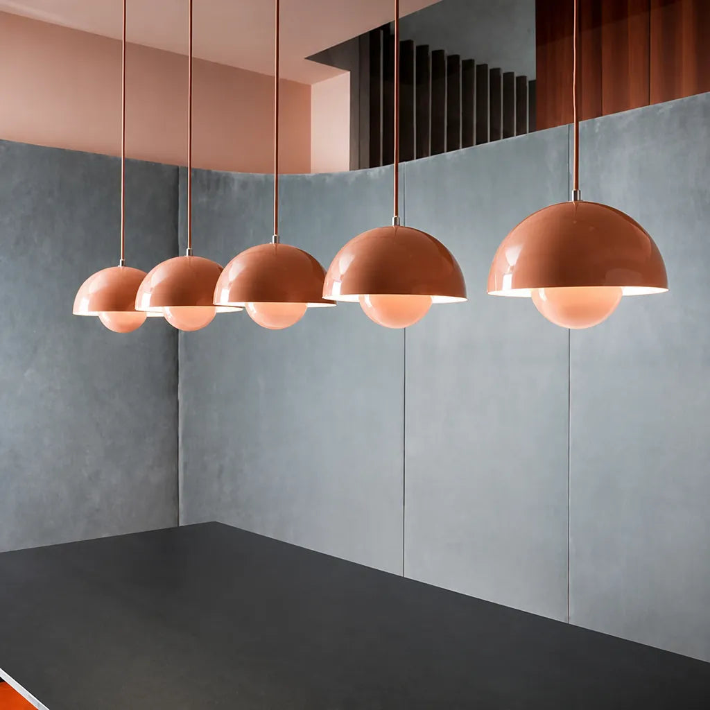 Domvara - Retro Dome Pendant Ceiling Light Fixture - Pink