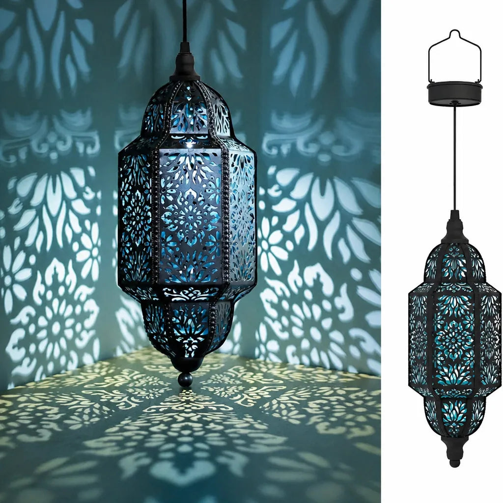 Solaris - Moroccan Solar Hanging Garden Lantern - Copper