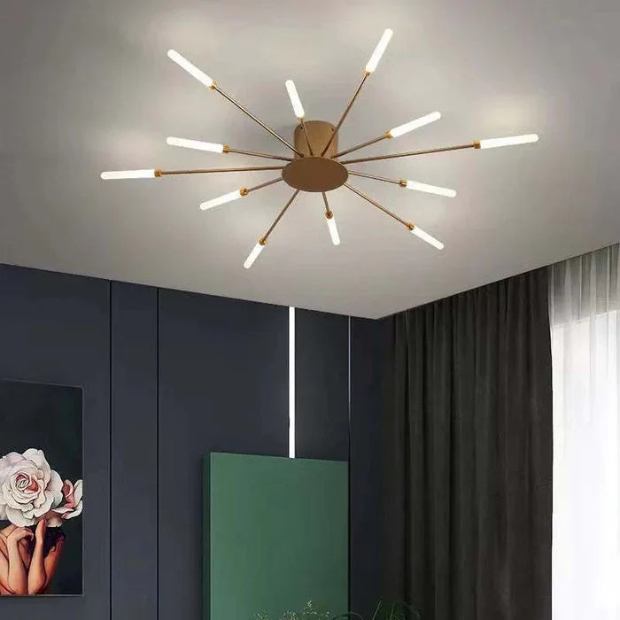 Modern radial LED ceiling light with multiple linear light bars