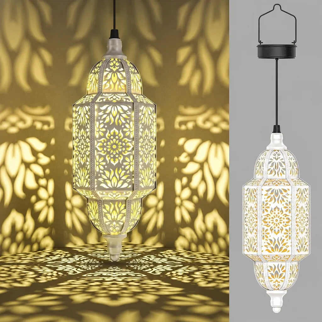 Solaris - Moroccan Solar Hanging Garden Lantern - Copper