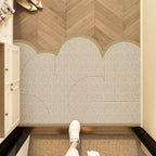 Patterned washable indoor door mat placed in a home entrance